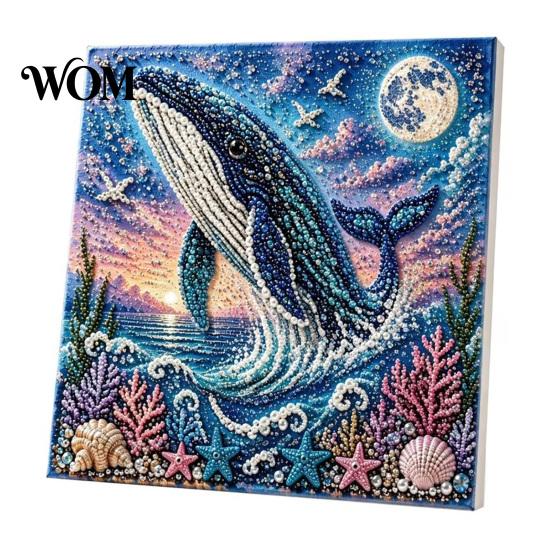 Relaxing Weekend Creative Project Ocean Faux Pearl Painting Kit, Marine Life 3D Art DIY Handmade Wall Supplies Sea Turtle Fish Picture Craft