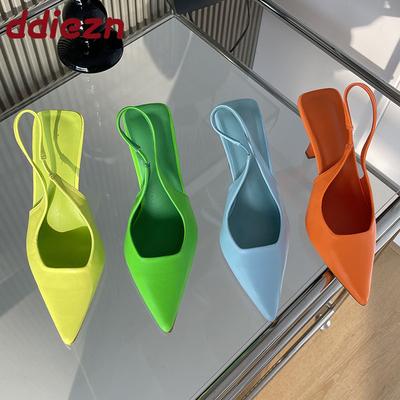 Модная женская обувь слипоны Элегантные женские босоножки на каблуке Обувь Модная обувь с острым носком Женские туфли-лодочки на высоком каблуке Босоножки Обувь Большой размер 43