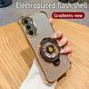 Блестящий противоударный чехол с гальваническим покрытием и держателем для телефона-гироскопа для Samsung Galaxy A16 A06 A15 A25 A35 A55 A14 A24 A34 A54 4G 5G
