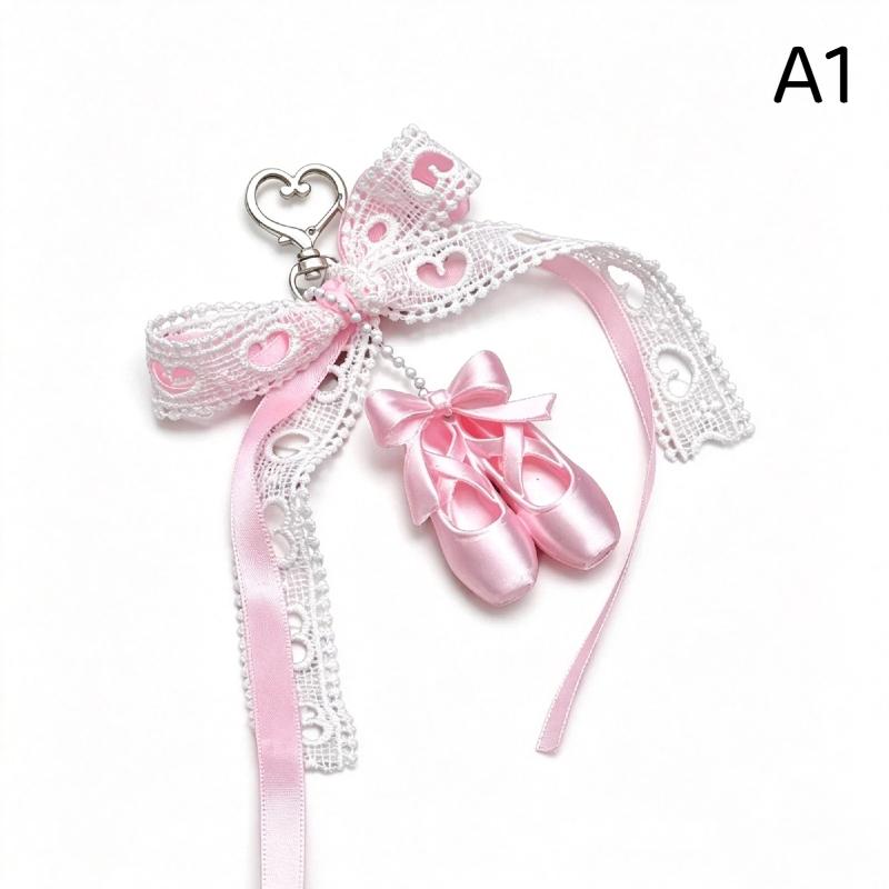 1Pcs Lovely Pendants Ballet Shoes Bow Keychain Bag Hanging Ornament Keyring Decoration