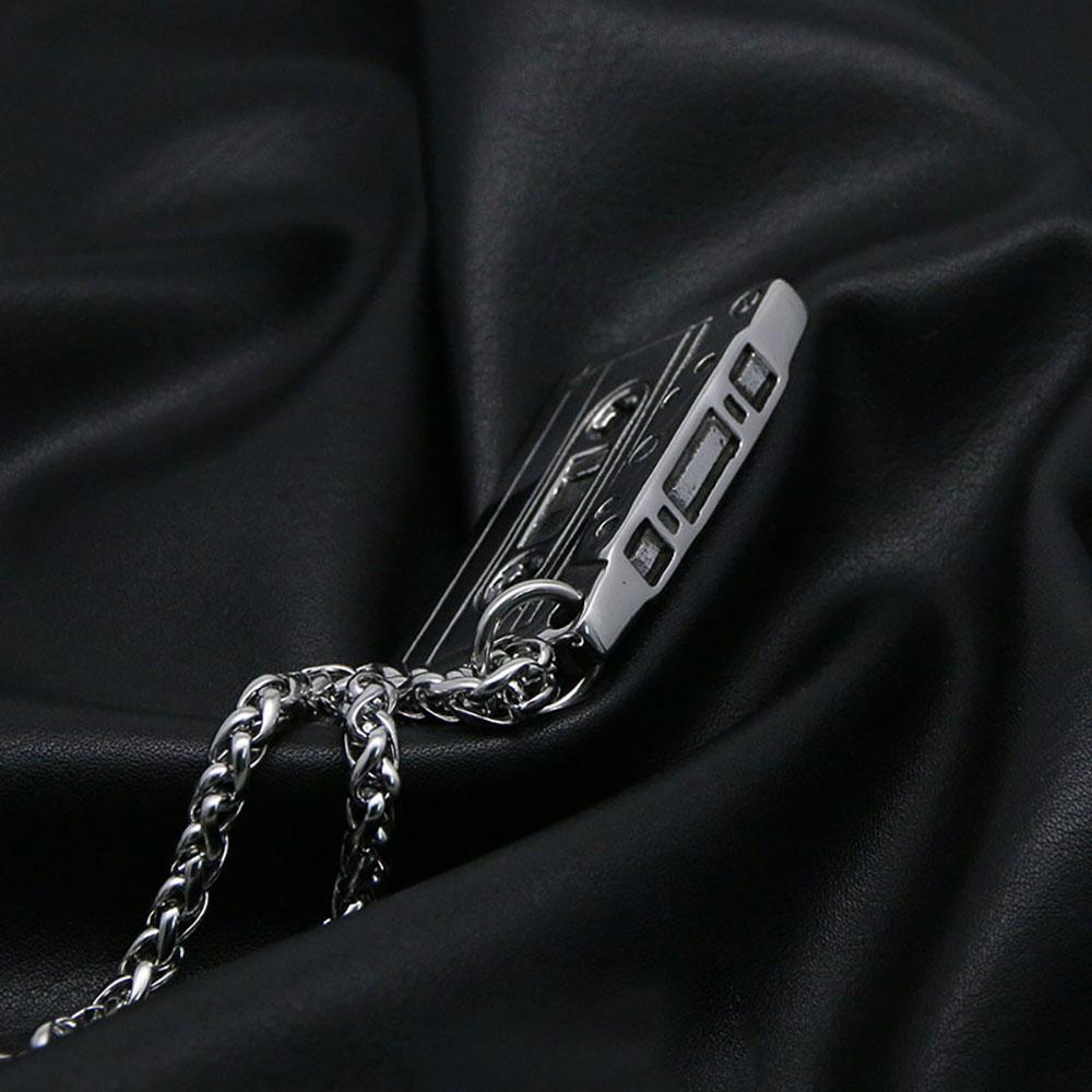 Панк Хип-Хоп Кассетное Ожерелье Винтаж Из Нержавеющей Стали Мужское Ожерелье Цепь Мода Ночной Клуб Рок Ювелирные Изделия Подарок Оптовая Продажа