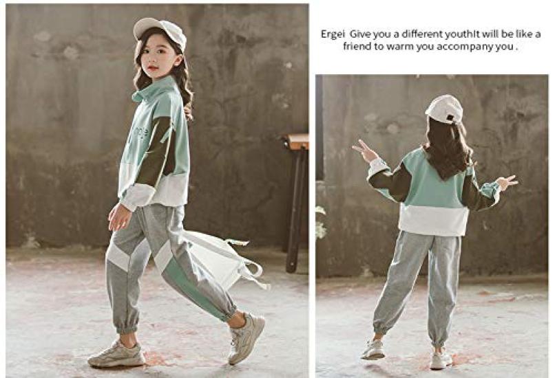 Длинный верх и низ спортивный корейский стильный L01 [ANGELCITY] Джерси, Детская одежда, Толстовка для девочек, Рукав, Комплект, Комплект из 2 предметов, Простой, Одежда,