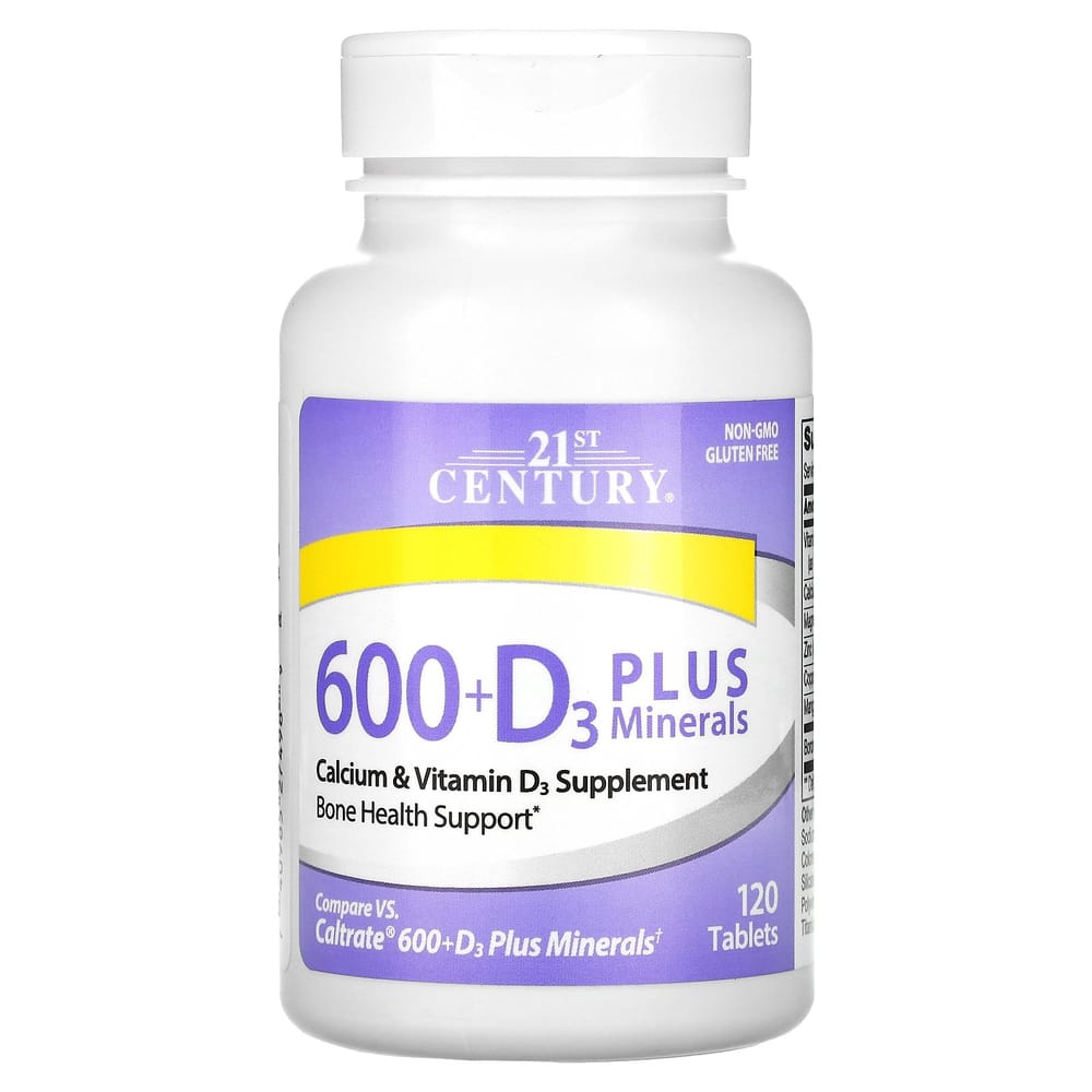 21st Century Sentry 600+D3 Plus Minerals 120 Tablets