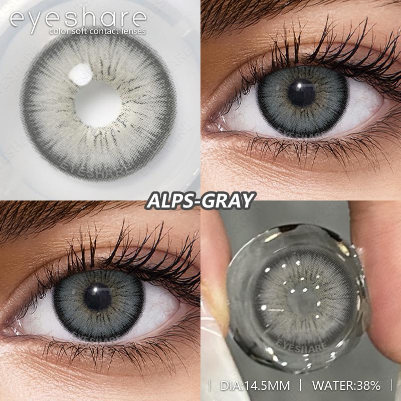 2Pcs Natural Green Colored Contacts for Eyes Blue Lenses Brown Eye Contacts Yearly Lens Makeup Gray Pupils Use for Eye