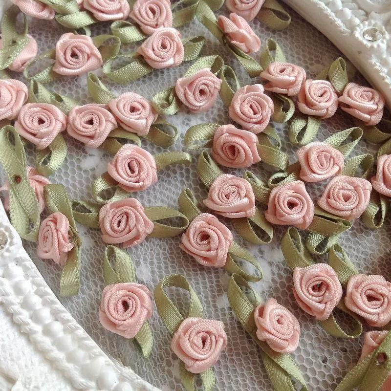 20 шт искусственных атласных лент, розетки, мини-розы ручной работы, аппликации из ткани для свадебного украшения, аксессуары для шитья