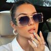 Vintage Punk Rectangle Sunglasses Women New  Luxury Brand Trendy Hollow Hexagon Lenses Double Beam Shades For Ladies UV400