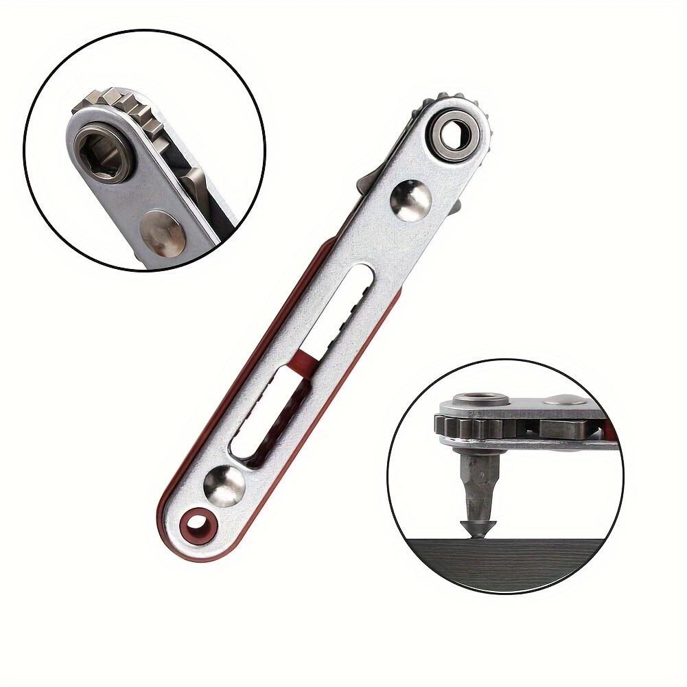 A Mini Ratchet Wrench with Hexagonal Torque, Two-way Control Screwdriver Head - 6.35mm, Chrome Vanadium Steel, Adjustable, Manually Operated