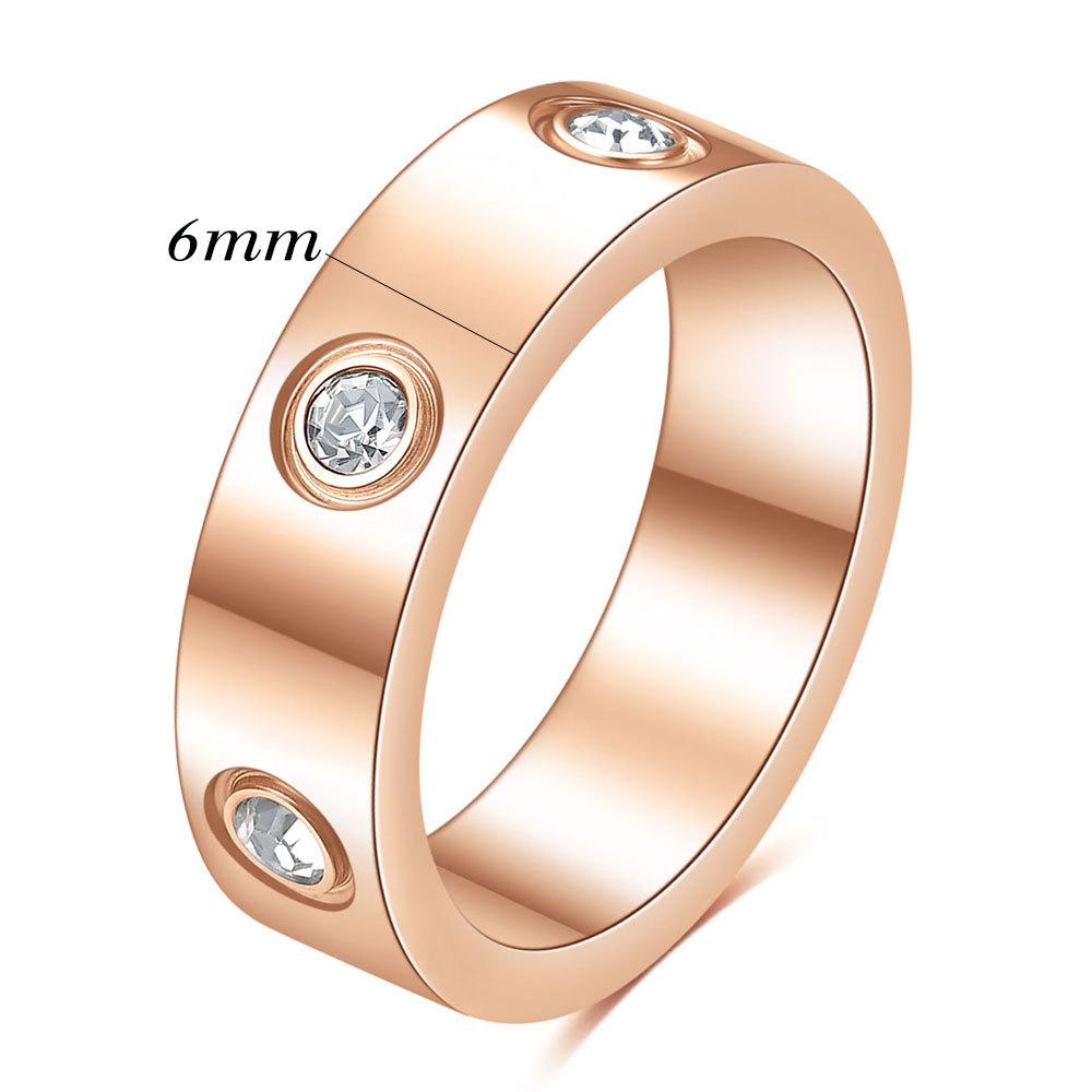 Fashion Screw Wedding Zircon Ring for Women Simple Stainless Steel Rose Gold Color Jewelry FingerRing Party Accessories Hot Sale