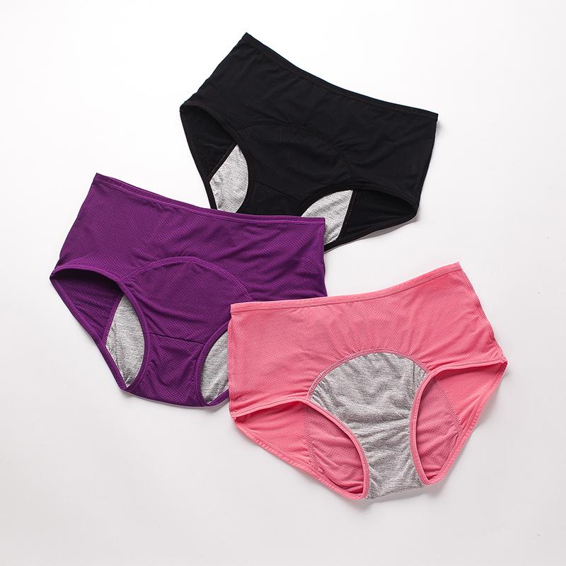 4Pieces/Lot Large Size Mesh Breathable Before and After Menstruation Leak-Proof Pants Medium and High Waist Underwear for Women Briefs