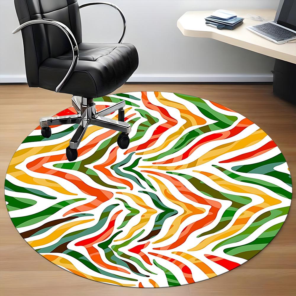 1pc Abstract Pattern Office Round Rug, Non-slip, Soft and Durable Office Rug for Interior Decoration, Perfect for Office, Beautiful Decoration yy26031