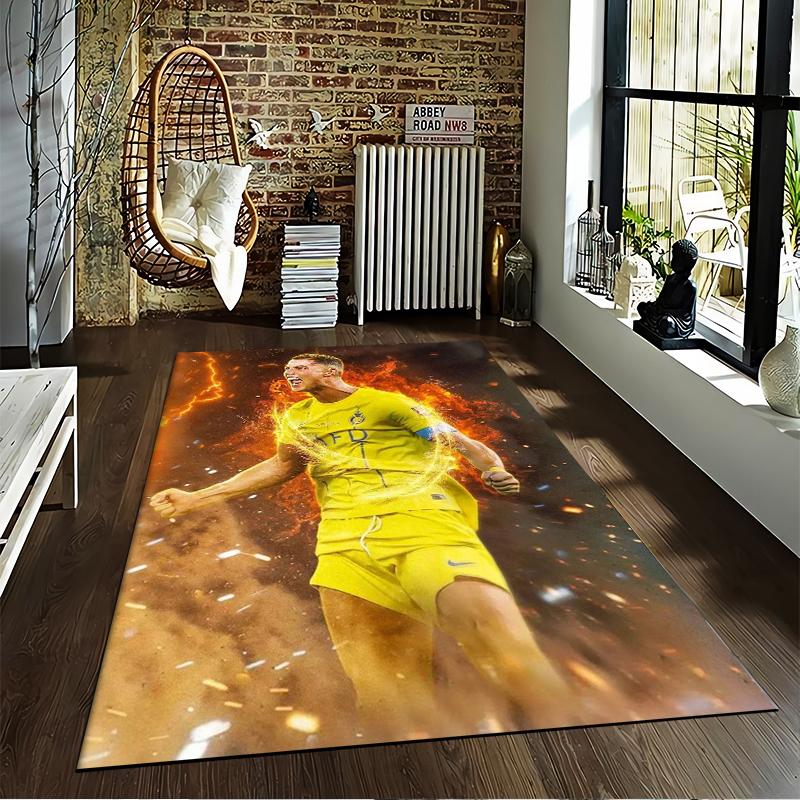 Soccer Player Fire Design Designed floor mat, suitable as a non-slip mat for the living room or bedroom sofa