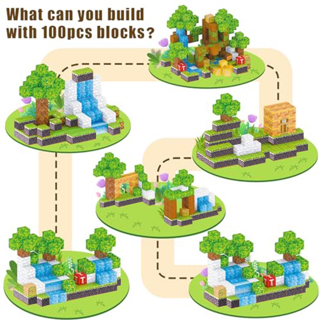 100 шт. Магнитный блок Лесная хижина Игрушечный набор для детей в возрасте от 3 лет Головоломки Игрушки Идеальные подарки на день рождения для детей