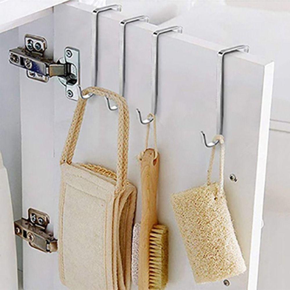 5Pcs 100x48mm Adjustable Over The Door Hook Iron Door Hook Simple Door Hanger Towels