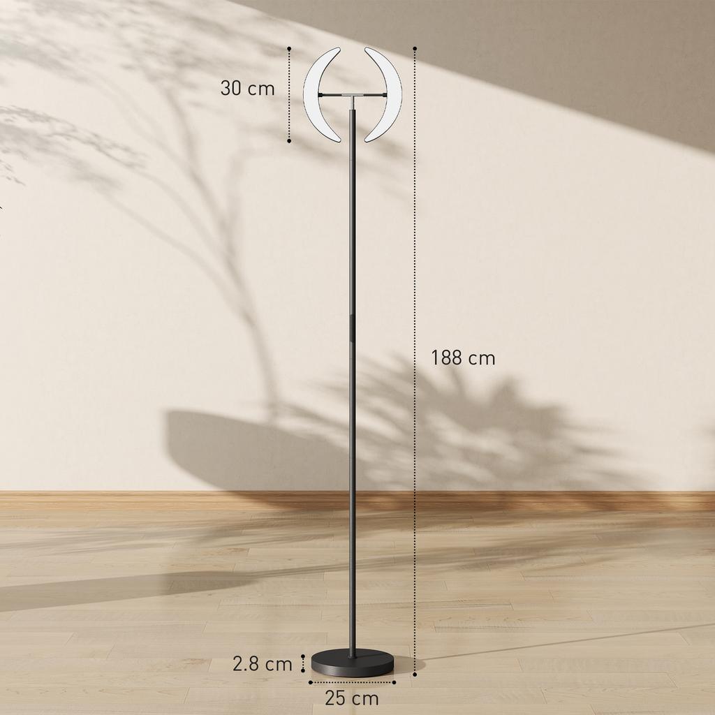Dimmable Floor Lamp 2700K-6000K with Remote Control and Dual Head Rotating 350 degrees, Black