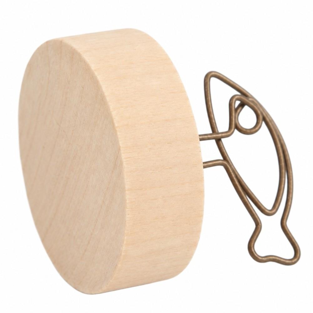 10PCS Round Fish Shape Round Wood Clip Wood Vintage Card Clip Desktop Note Holder  Photo Lovers