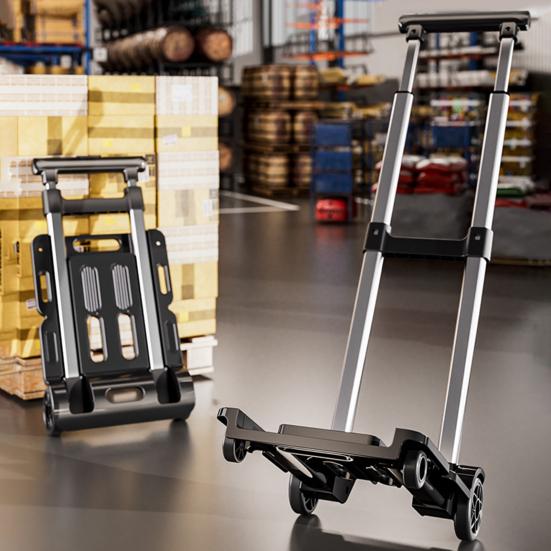 Folding Hand Truck with Wheels 110lbs Load-capacity Rustproof Corrosion Resistant Collapsible Trolly Portable Dolly Luggage Cart