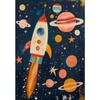 Cartoon Space Rocket Cosmic Planets Animal Astronaut Posters Canvas Printing Wall Art Picture for Playroom Home  Gifts