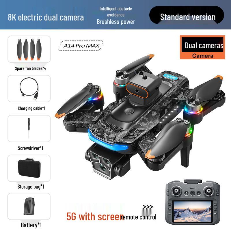 A14 GPS Drone: 4.5-Inch Screen, Brushless, Auto-Return, Intelligent Obstacle Avoidance, Optical Flow Control