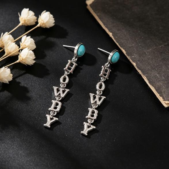 Trendy Southwestern Cowboy Style Eco-friendly Alloy Letter Pendant Earrings