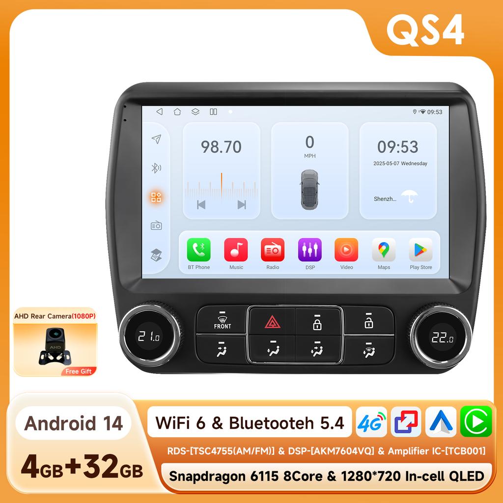 Car Radio Android for Chevrolet Camaro 2010 -2015 Carplay Car Multimedia Player Intelligent Autoradio 2DIN 4G by Snapdragon 6115