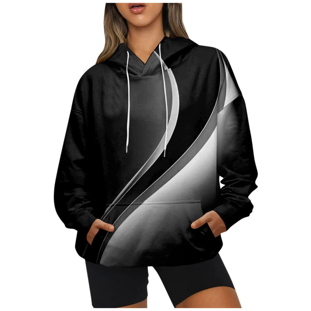 Женская винтажная толстовка с принтом, повседневная удобная свободная легкая женская толстовка с длинным рукавом и круглым вырезом