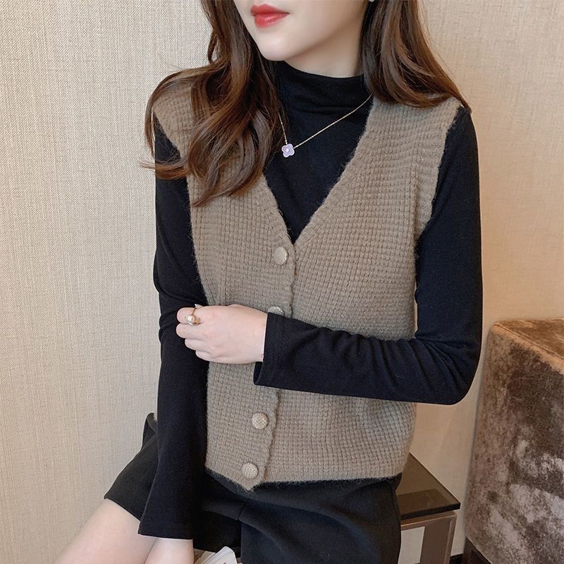 Women's Autumn and Winter Vest Ladies' Woolen Small Vest Layering Sweater Outer Wear Knitted Vest for Women Winter Outer Wear