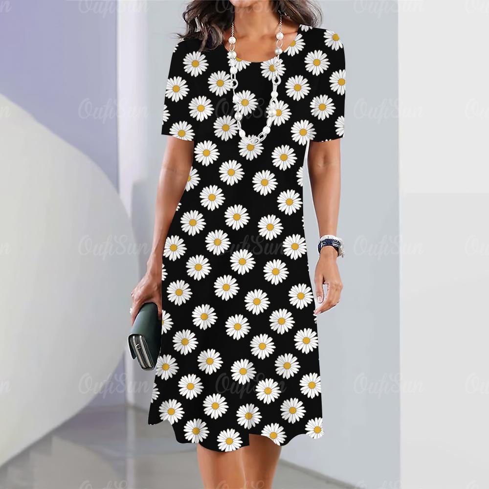 2024 Новые женские платья с цветочным принтом Элегантные и красивые платья миди больших размеров Женское летнее цельное платье
