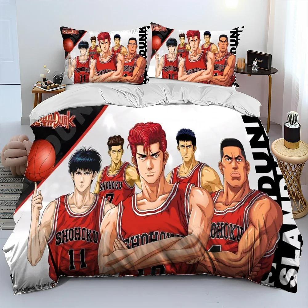 Постельное белье с одеялом из аниме Slam Dunk, комплект постельного белья, размер King Queen, пододеяльник, наволочка, японский мультфильм, для детей