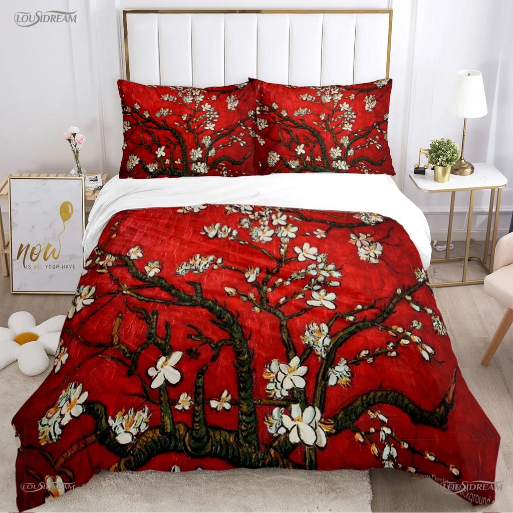 Van Gogh Art Cute Kawaii Пододеяльник Одеяло Постельное белье Мягкий пододеяльник и наволочки для подростков Односпальная/Двуспальная/Queen/King