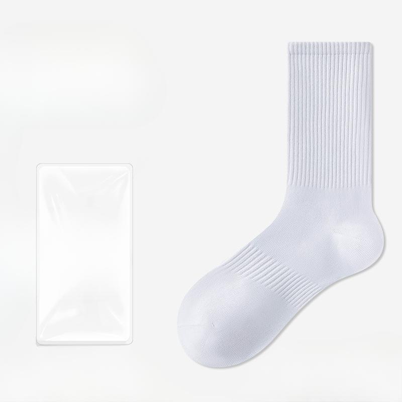 Men's Spring and Autumn Pure Color Sweat Absorber Deodorant Antibacterial Cotton Socks