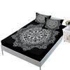 Three-Piece Mattress Cover, Black Bohemian Mattress Protective Cover.
