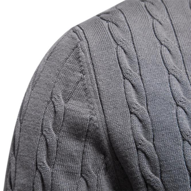 Men's Autumn Winter Solid Knitted Crew Neck Sweater Fashion Casual Deer Embroidery Pullover