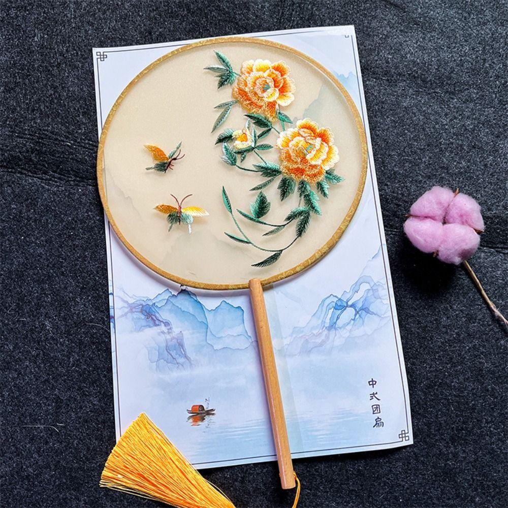 Ручной веер в китайском стиле с подвеской из шелка, винтажный вышитый веер, домашний декор