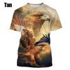 Summer Cool Eagle 3D Printing T Shirt New Fashion Men's Round Neck Short-sleeved