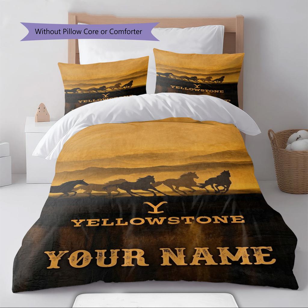 Name Custom Yellowstone Pattern Bedding Set Quilt Cover Pillowcase Home Decor Gift (1 * duvet cover + 2 * pillowcase, without core)