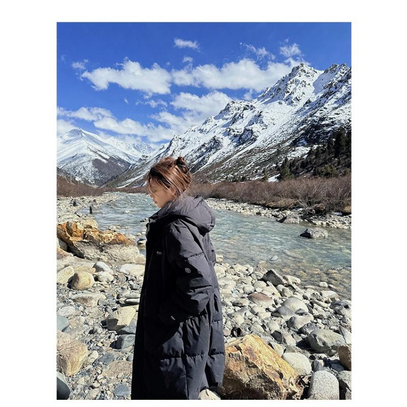 Зимняя повседневная куртка-хлеб, супер длинная куртка-парка, женская верхняя одежда большого размера, теплое толстое однотонное пуховое пальто, хлопковая куртка, женская средней длины, свободный крой