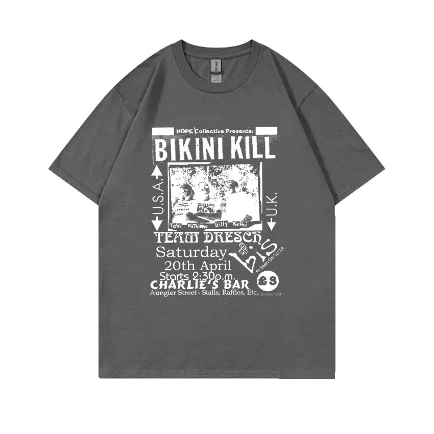 Панк-рок группа Bikini Kill Футболка с графическим принтом Унисекс Женская Винтажная Свободная Футболка с коротким рукавом Унисекс Повседневная хлопковая футболка