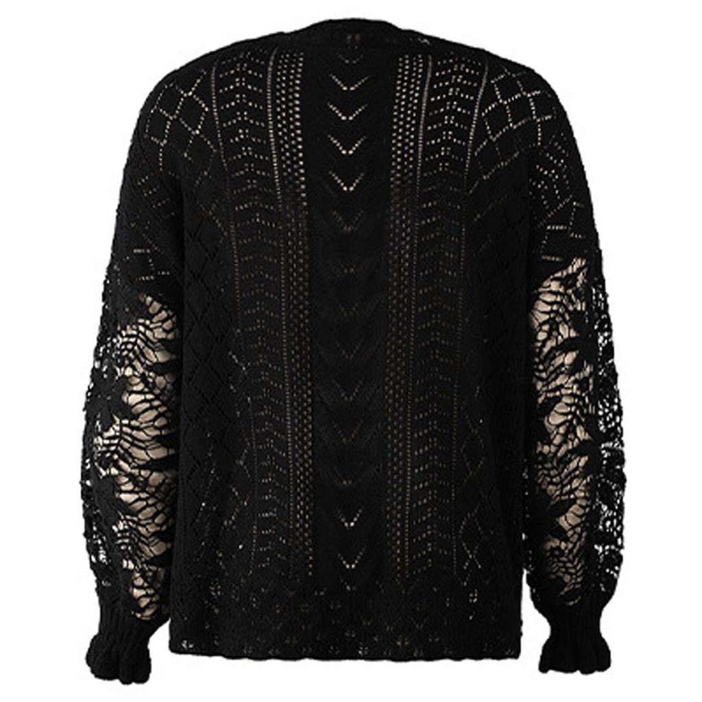 Женская свободная блузка, кружевной свитер, лоскутный полый свитер
