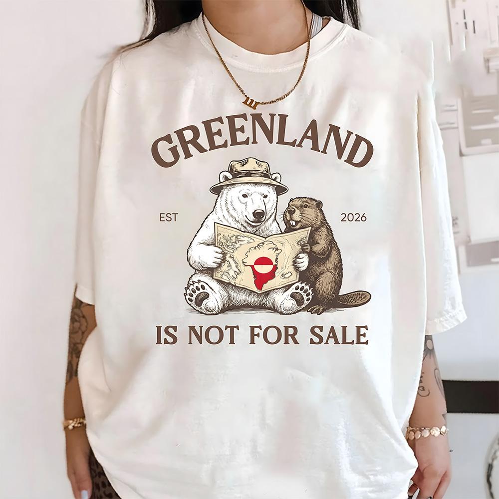 Greenland Is Not for Sale T-Shirt Dear Greenland Animal Cartoon Print Clothing Comfortable 100%Cotton Casual Short Sleeve Unisex Tee Men women clothes