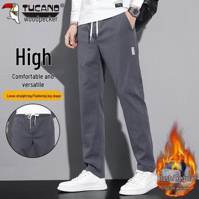 Мужские осенне-зимние повседневные брюки прямого кроя