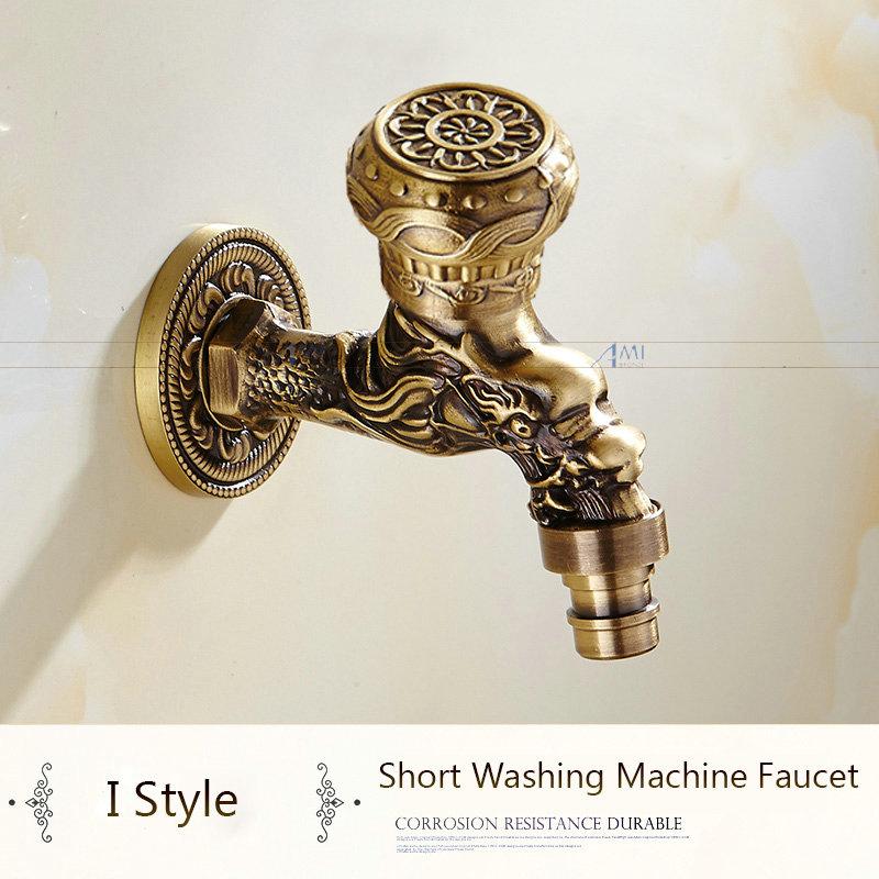 Антикварный латунный кран с резным драконом, кран для садового крана, кран для стиральной машины, уличный кран, одинарный холодный кран 1016