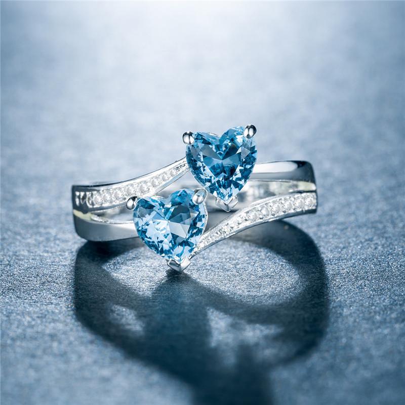 2026 Design Double Heart Shape Zircon Ring European and American Ring Jewelry