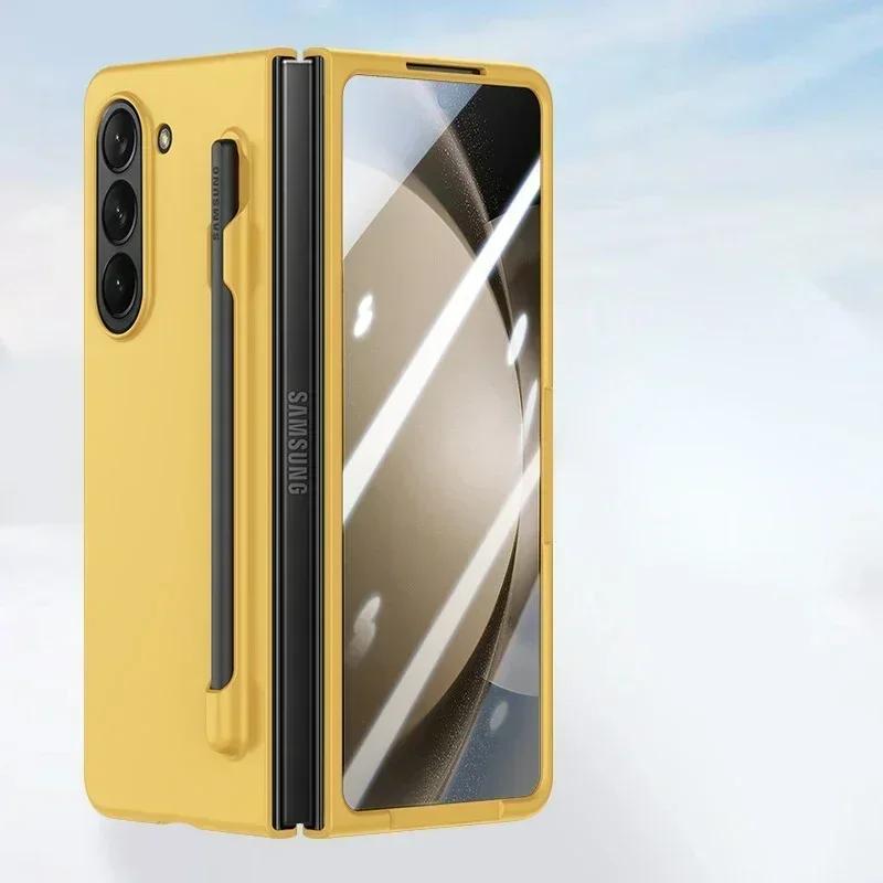 Ultra Thin Matte Solid Color with S Pen Holder Phone Case for Samsung Galaxy Z Fold 7 6 5 Slim Screen Shockproof Protect Cover