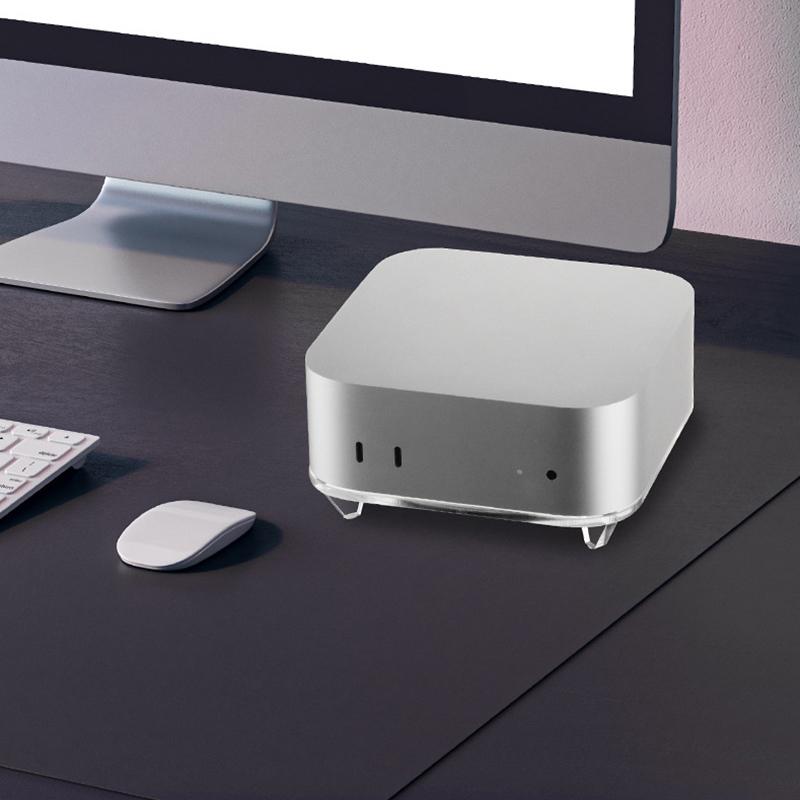 Anti-Slip Mini Desktop Computer Holder For Mac Mini M4 2024 Transparent Cooling Pc Stand Bracket Base