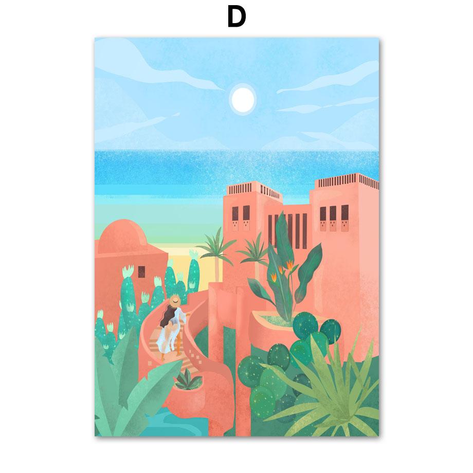 Скандинавское Эгейское море, Марокко, холст, картина для девочек, путешествия, пейзаж, настенное искусство, синий океан, постер, украшение для гостиной, дома, Куадрос