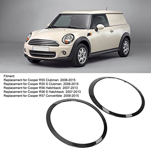 Пара фар и накладок на фары для R55 Clubman | Кольца-облицовки фар для автомобиля Qiilu | Пара колец-облицовок фар, Глянцевый черный, L