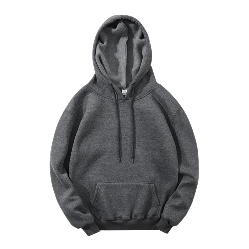 Men's Solid Color Fleece Hoodie with 3D Patch Pocket - Autumn/Winter Collection