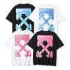 Off-White 2025 Spring/Summer New OW 3D Graffiti Arrow Pattern Round Neck Hoodie Short Sleeved Men's and Women's T-shirts