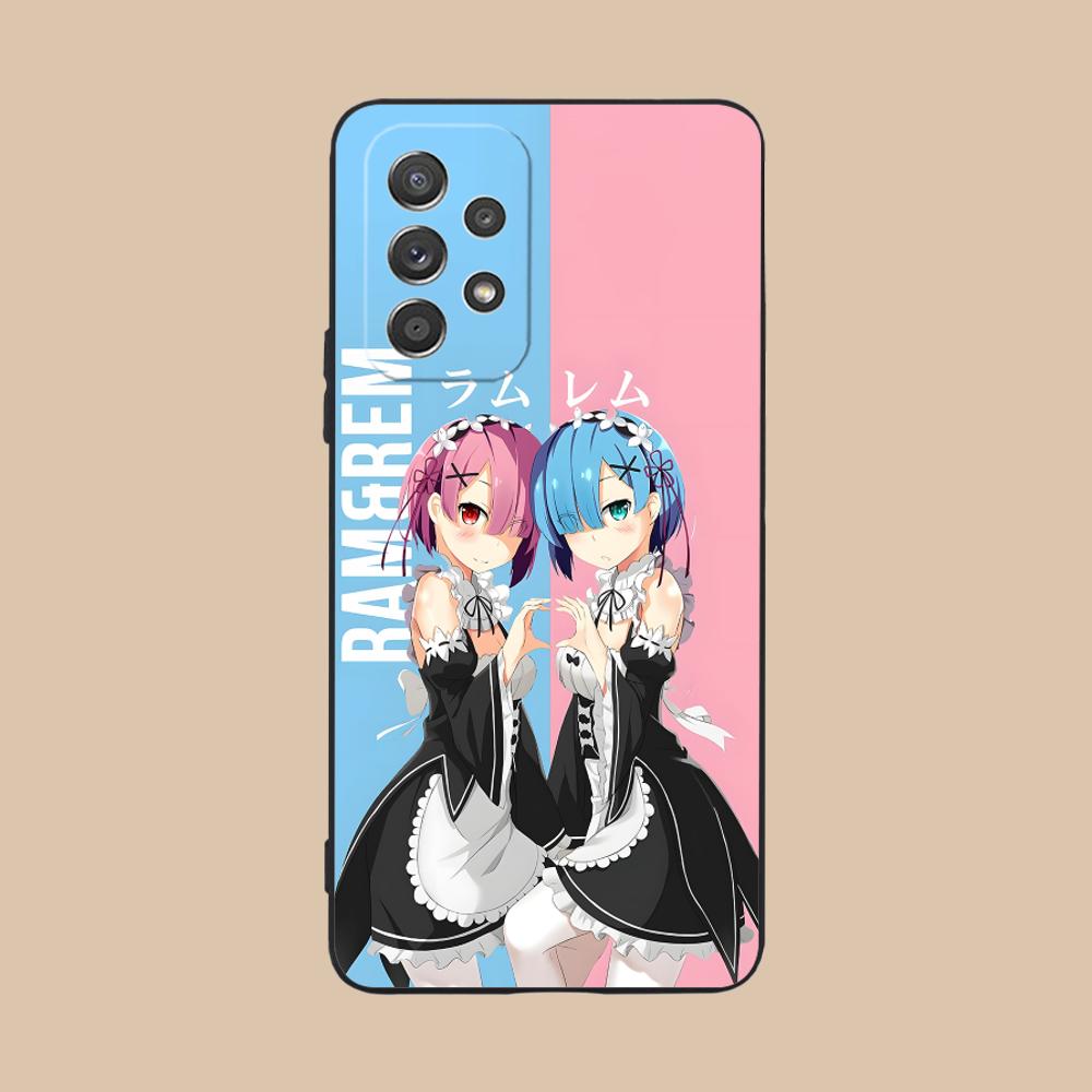 Чехол ReZero Rem Ram Матовый ТПУ для мобильного телефона Samsung Galaxy M55 54 42 35 34 33 32 23 22 15 14 13 12 F55 5G Цветная обложка