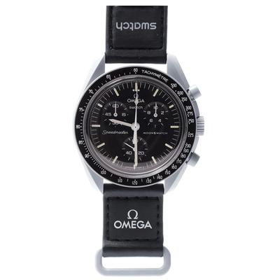 OMEGA SWATCH Moon Wrapping Подлинные Omega Swatch Mission Watch Moon Collaboration Водонепроницаемые Mission to Moon Band × Мужские Женские [Shopper/Silicon
